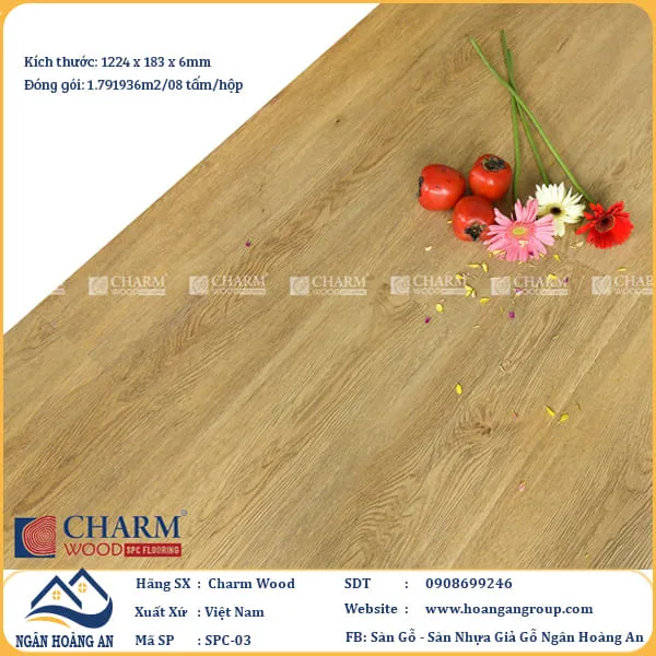 Sàn Nhựa Giả Gỗ Hèm Khóa Charm Wood SPC03