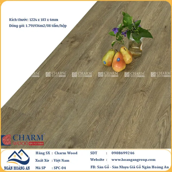 Sàn Nhựa Giả Gỗ Hèm Khóa Charm Wood SPC04