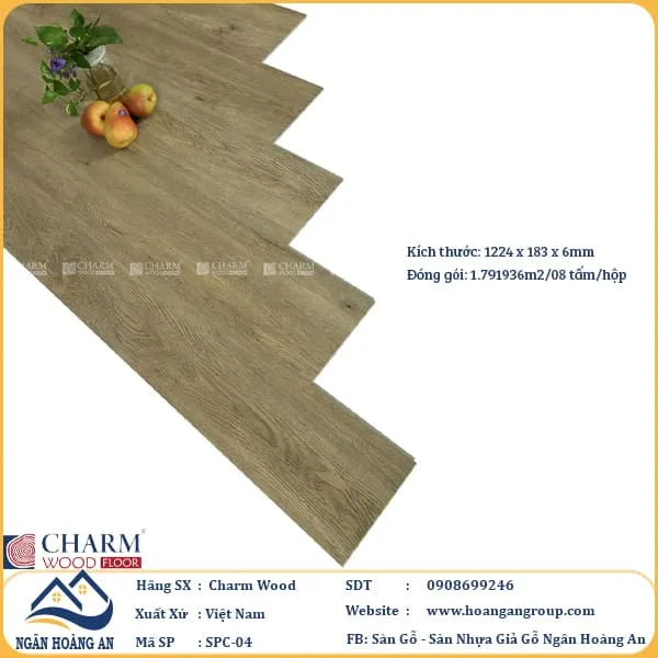 Sàn Nhựa Giả Gỗ Hèm Khóa Charm Wood SPC04
