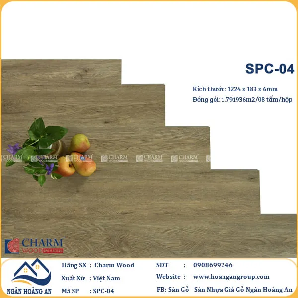 Sàn Nhựa Giả Gỗ Hèm Khóa Charm Wood SPC04