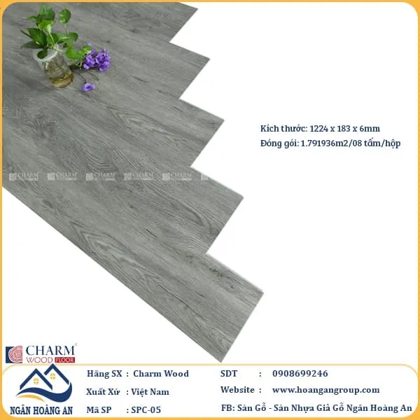 Sàn Nhựa Giả Gỗ Hèm Khóa Charm Wood SPC05