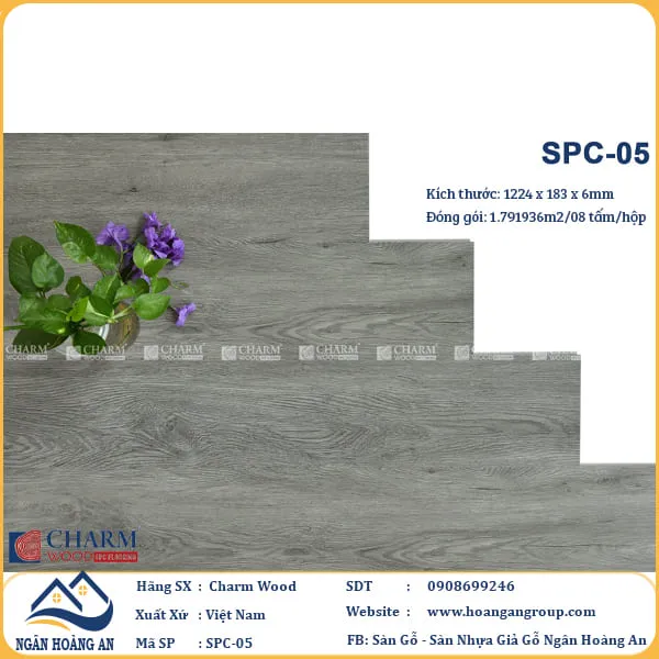 Sàn Nhựa Giả Gỗ Hèm Khóa Charm Wood SPC05