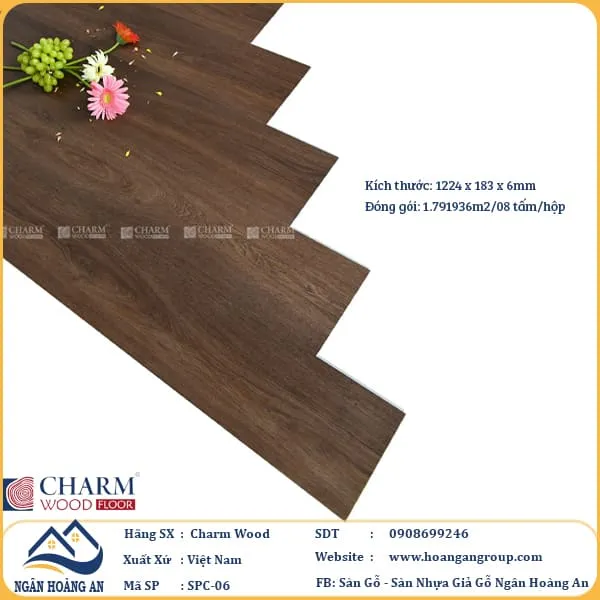 Sàn Nhựa Giả Gỗ Hèm Khóa Charm Wood SPC06
