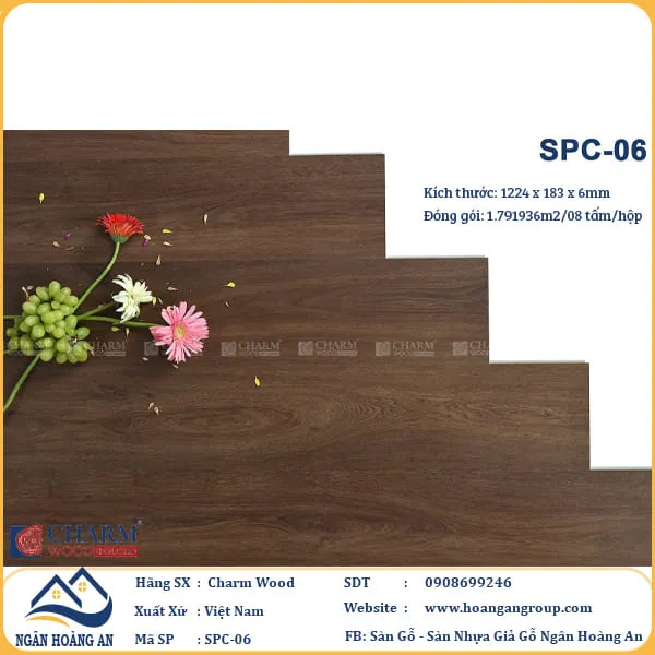 Sàn Nhựa Giả Gỗ Hèm Khóa Charm Wood SPC06 Sàn Nhựa Giả Gỗ Hèm Khóa Charm Wood SPC06