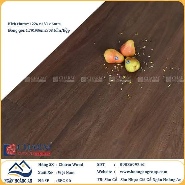 Sàn Nhựa Giả Gỗ Hèm Khóa Charm Wood SPC06 Sàn Nhựa Giả Gỗ Hèm Khóa Charm Wood SPC06
