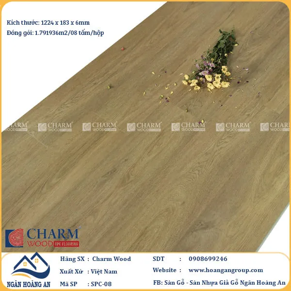 Sàn Nhựa Giả Gỗ Hèm Khóa Charm Wood SPC08