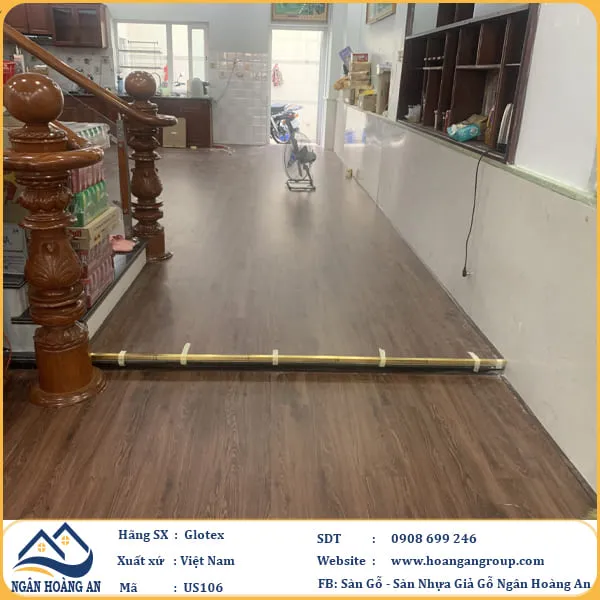 Sàn Nhựa Giả Gỗ Hèm Khóa Glotex Có Đế Cao Su US106