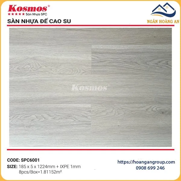 Sàn Nhựa Giả Gỗ Hèm Khóa Kosmos Đế Cao Su 5mm SPC6001