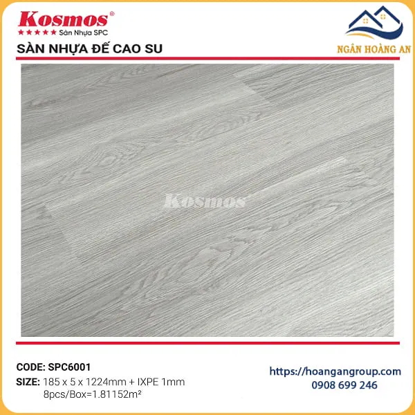 Sàn Nhựa Giả Gỗ Hèm Khóa Kosmos Đế Cao Su 5mm SPC6001