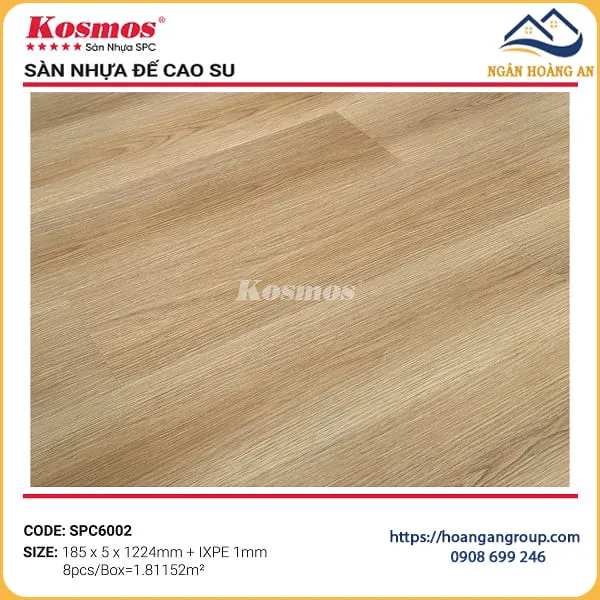 Sàn Nhựa Giả Gỗ Hèm Khóa Kosmos Đế Cao Su 5mm SPC6002