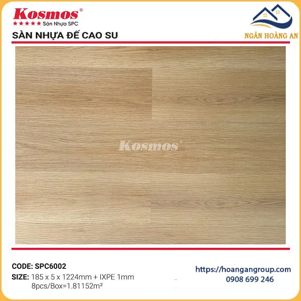 Sàn Nhựa Giả Gỗ Hèm Khóa Kosmos Đế Cao Su 5mm SPC6002