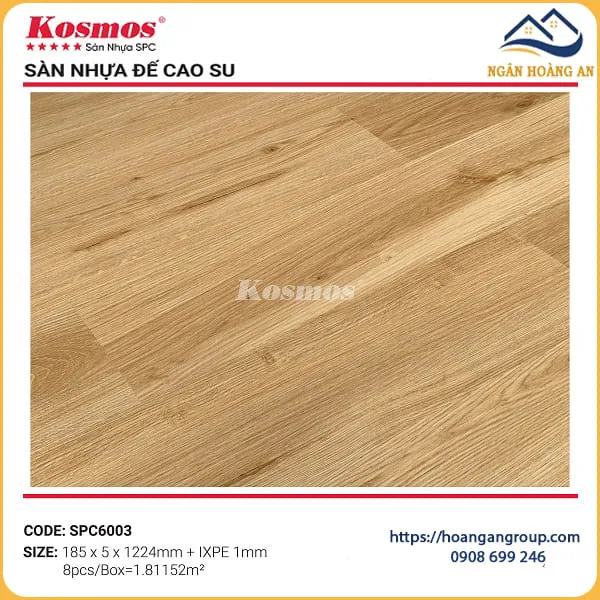 Sàn Nhựa Giả Gỗ Hèm Khóa Kosmos Đế Cao Su 5mm SPC6003