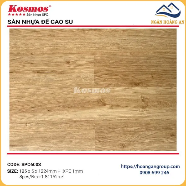 Sàn Nhựa Giả Gỗ Hèm Khóa Kosmos Đế Cao Su 5mm SPC6003