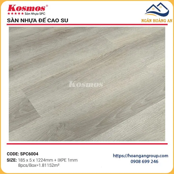 Sàn Nhựa Giả Gỗ Hèm Khóa Kosmos Đế Cao Su 5mm SPC6004