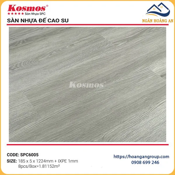 Sàn Nhựa Giả Gỗ Hèm Khóa Kosmos Đế Cao Su 5mm SPC6005
