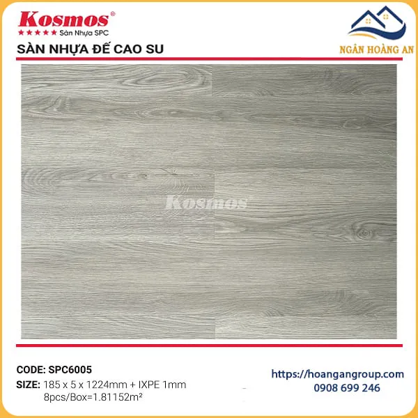 Sàn Nhựa Giả Gỗ Hèm Khóa Kosmos Đế Cao Su 5mm SPC6005