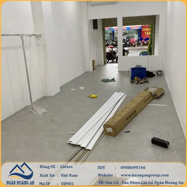 Sàn Nhựa Hèm Khóa Giả Bê Tông, Giả Vân Đá Glotex VD905
