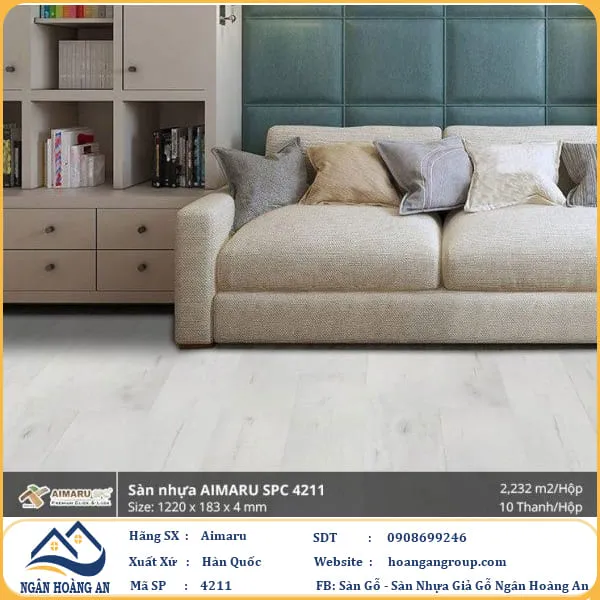 Sàn Nhựa Giả Gỗ Hèm Khóa 4mm Aimaru 4211