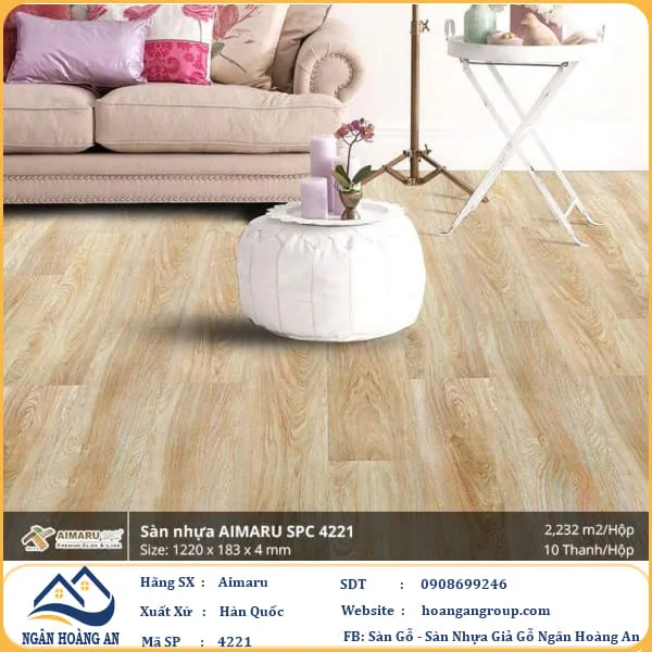 Sàn Nhựa Giả Gỗ Hèm Khóa  4mm Aimaru 4221