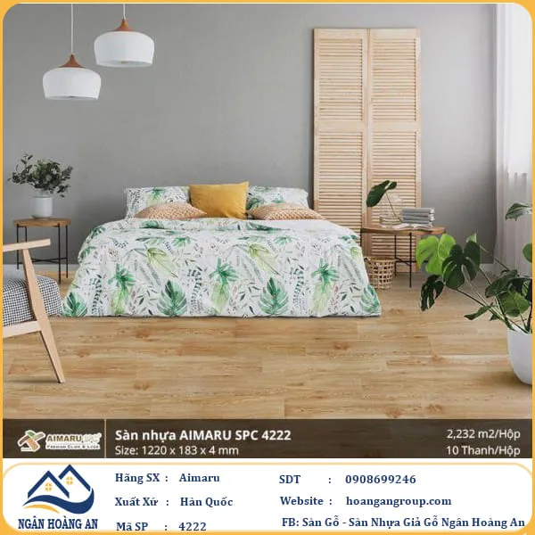 Sàn Nhựa Giả Gỗ Hèm Khóa  4mm Aimaru 4222
