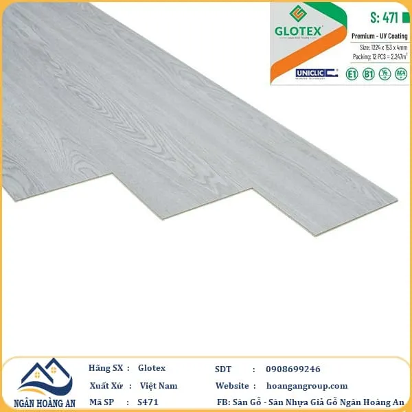 Sàn Nhựa Giả Gỗ Hèm Khóa Glotex 471