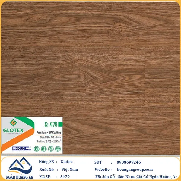Sàn Nhựa Giả Gỗ Hèm Khóa Glotex 479