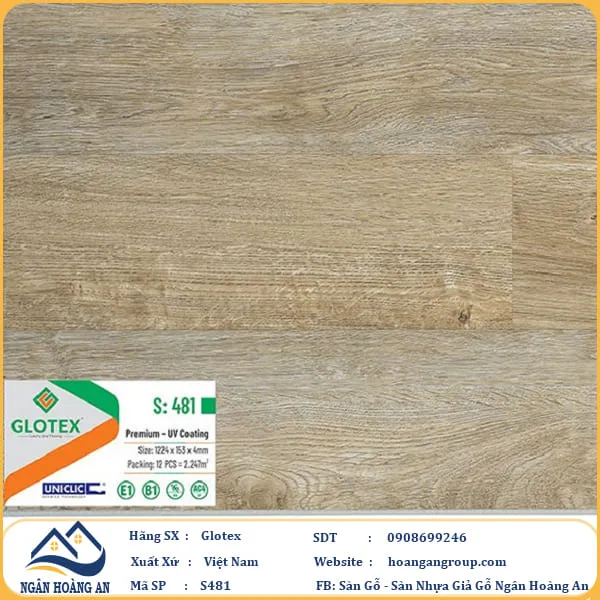 Sàn Nhựa Giả Gỗ Hèm Khóa Glotex 481