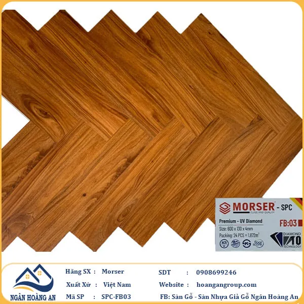 Sàn Nhựa Giả Gỗ Hèm Khóa Morser Xương Cá 4mm FB03