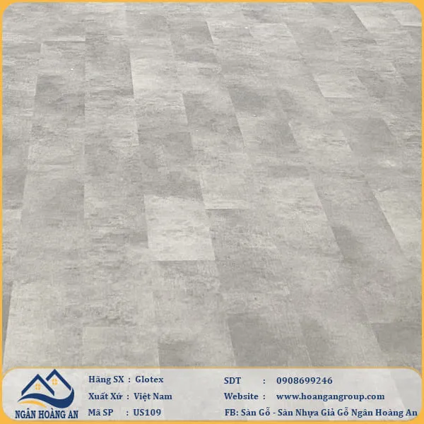 Sàn Nhựa Hèm Khóa Giả Bê Tông Glotex Có Đế Cao Su US109
