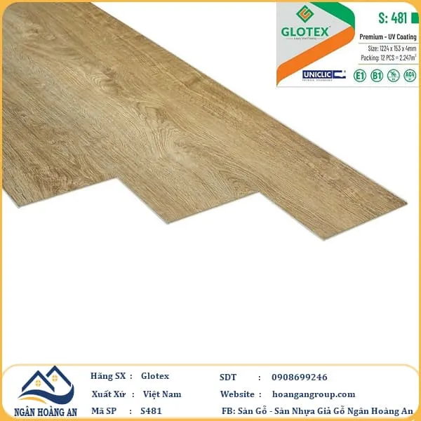 Sàn Nhựa Giả Gỗ Hèm Khóa Glotex 481 Sàn Nhựa Giả Gỗ Hèm Khóa Glotex 481