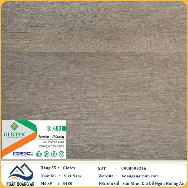Sàn Nhựa Giả Gỗ Hèm Khóa Glotex 480