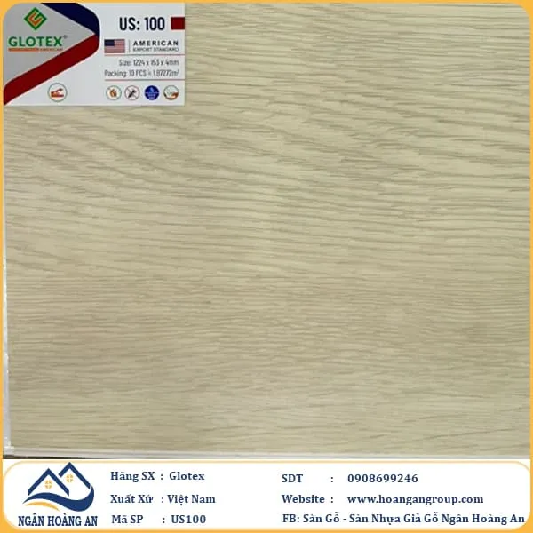Sàn Nhựa Giả Gỗ Hèm Khóa Glotex Có Đế Cao Su US100