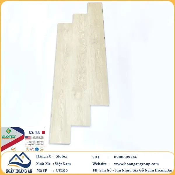 Sàn Nhựa Giả Gỗ Hèm Khóa Glotex Có Đế Cao Su US100