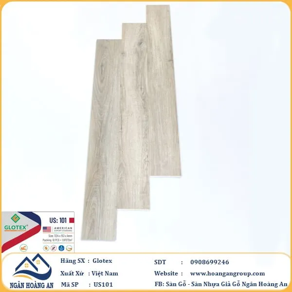Sàn Nhựa Giả Gỗ Hèm Khóa Glotex Có Đế Cao Su US101