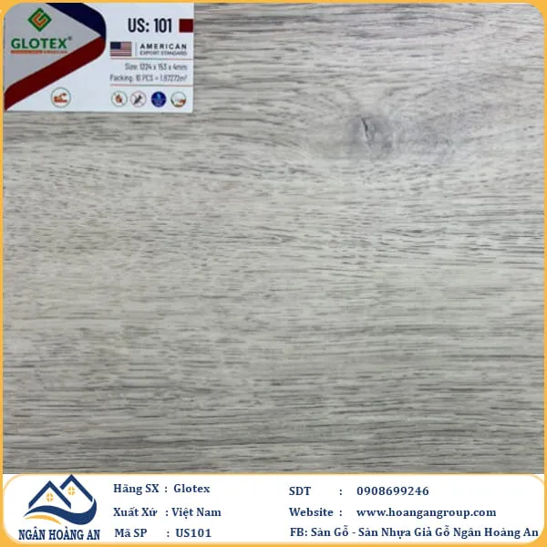 Sàn Nhựa Giả Gỗ Hèm Khóa Glotex Có Đế Cao Su US101
