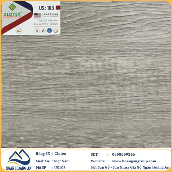 Sàn Nhựa Giả Gỗ Hèm Khóa Glotex Có Đế Cao Su US103