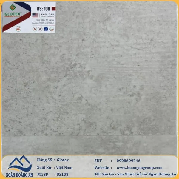 Sàn Nhựa Hèm Khóa Giả Bê Tông Glotex Có Đế Cao Su US108