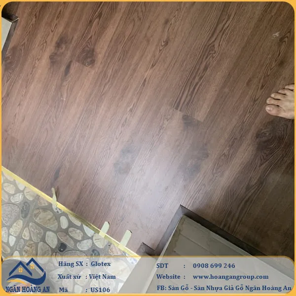 Sàn Nhựa Giả Gỗ Hèm Khóa Glotex Có Đế Cao Su US106