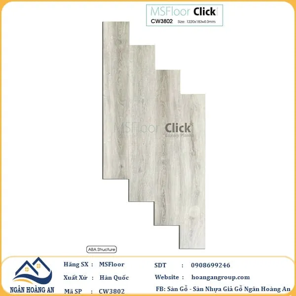 Sàn Nhựa Hèm Khoá MSFloor CW3802 4mm