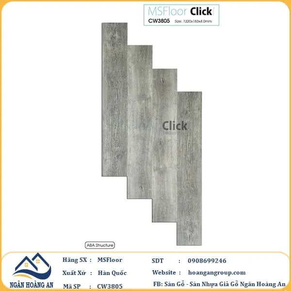 Sàn Nhựa Hèm Khoá MSFloor CW3805 4mm
