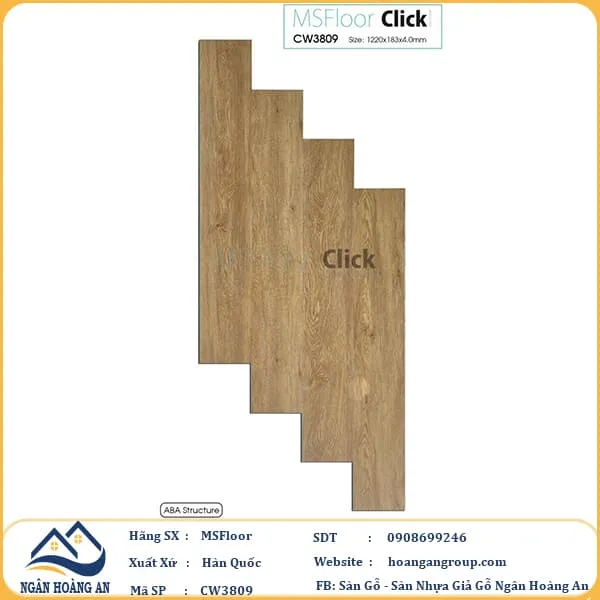 Sàn Nhựa Hèm Khoá MSFloor CW3809 4mm
