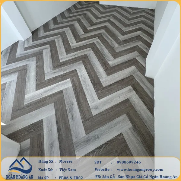 Sàn Nhựa Giả Gỗ Hèm Khóa Morser Xương Cá 4mm FB06