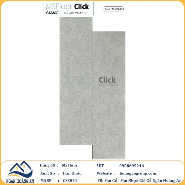Sàn Nhựa Hèm Khoá Giả Đá MSFloor CS3831
