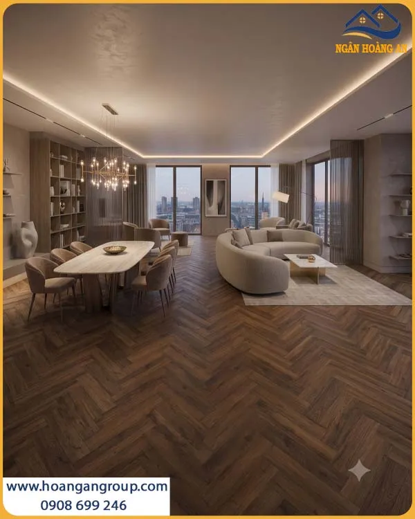 Sàn Nhựa HobiWood Xương Cá 6mm HX72 Vân Gỗ Nâu Đậm
