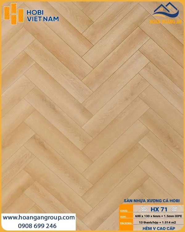 Sàn Nhựa Xương Cá HobiWood 6mm HX71 Vân Gỗ Xám Nhạt