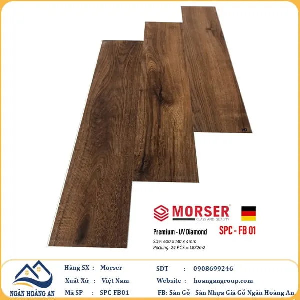 Sàn Nhựa Giả Gỗ Hèm Khóa Morser Xương Cá 4mm FB01
