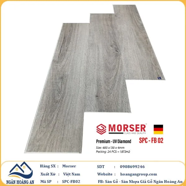 Sàn Nhựa Giả Gỗ Hèm Khóa Morser Xương Cá 4mm FB02