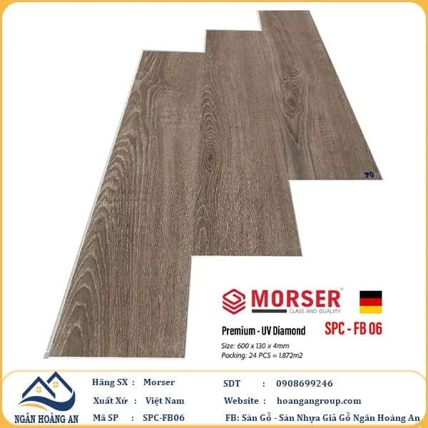Sàn Nhựa Giả Gỗ Hèm Khóa Morser Xương Cá 4mm FB06