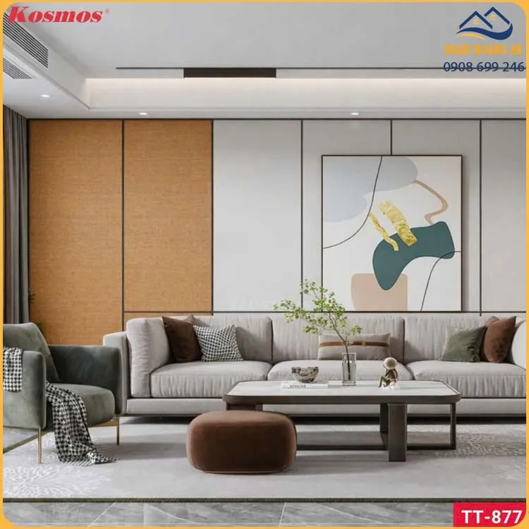 Tấm Than Tre Kosmos TT-877 Vân Vải Nâu Ánh Kim