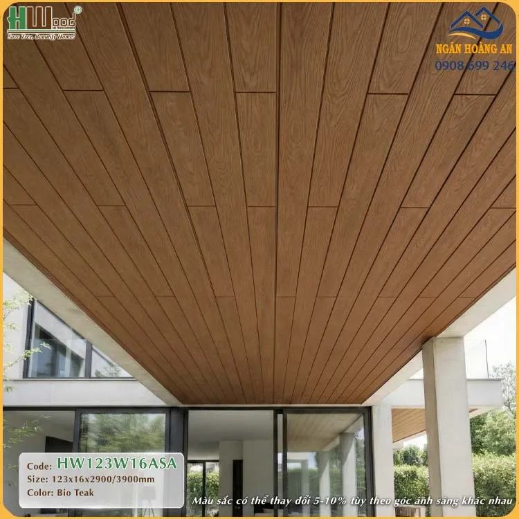 Tấm Gỗ Nhựa Ngoài Trời Phủ ASA Hwood HW123W16ASA Bio-Teak